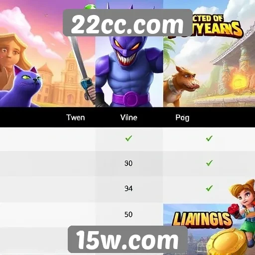 Comparação de jogos populares disponíveis no 22cc.com